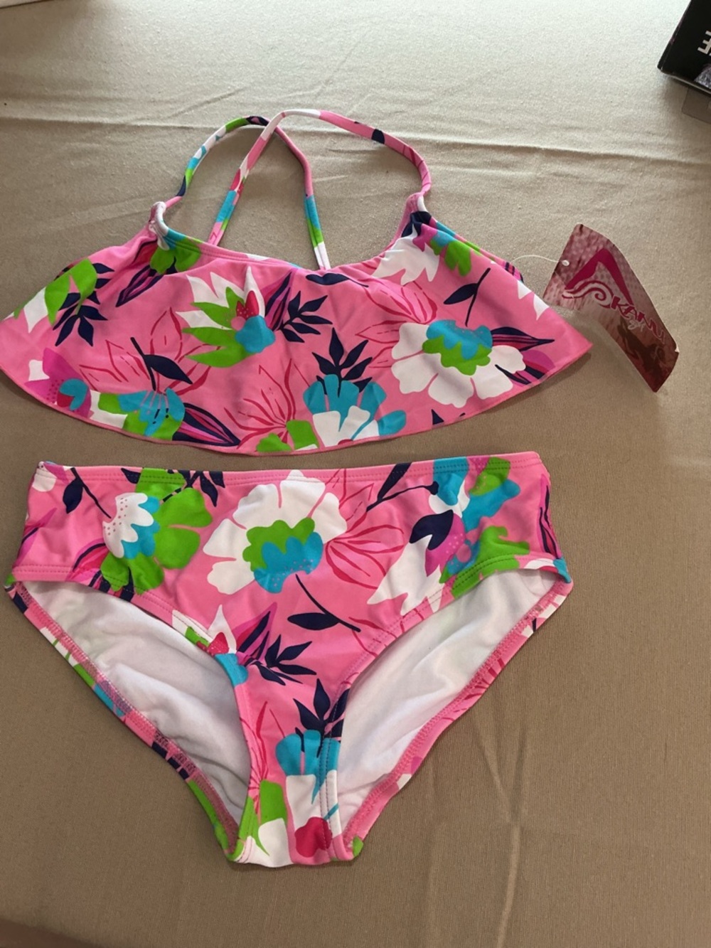 Kanu Surf Girls Pink Floral Two-Piece Swim Set